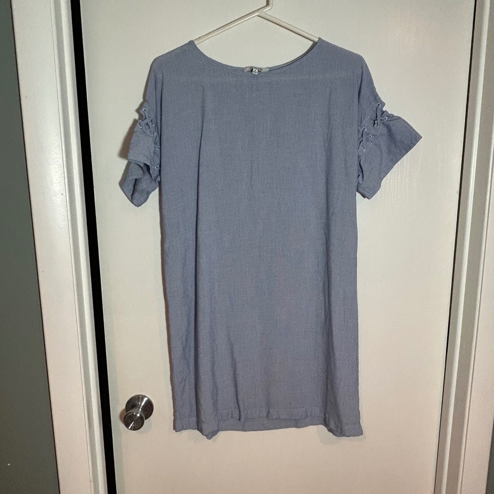 Madewell Blue Striped Lace Up Sleeve Dress Size M